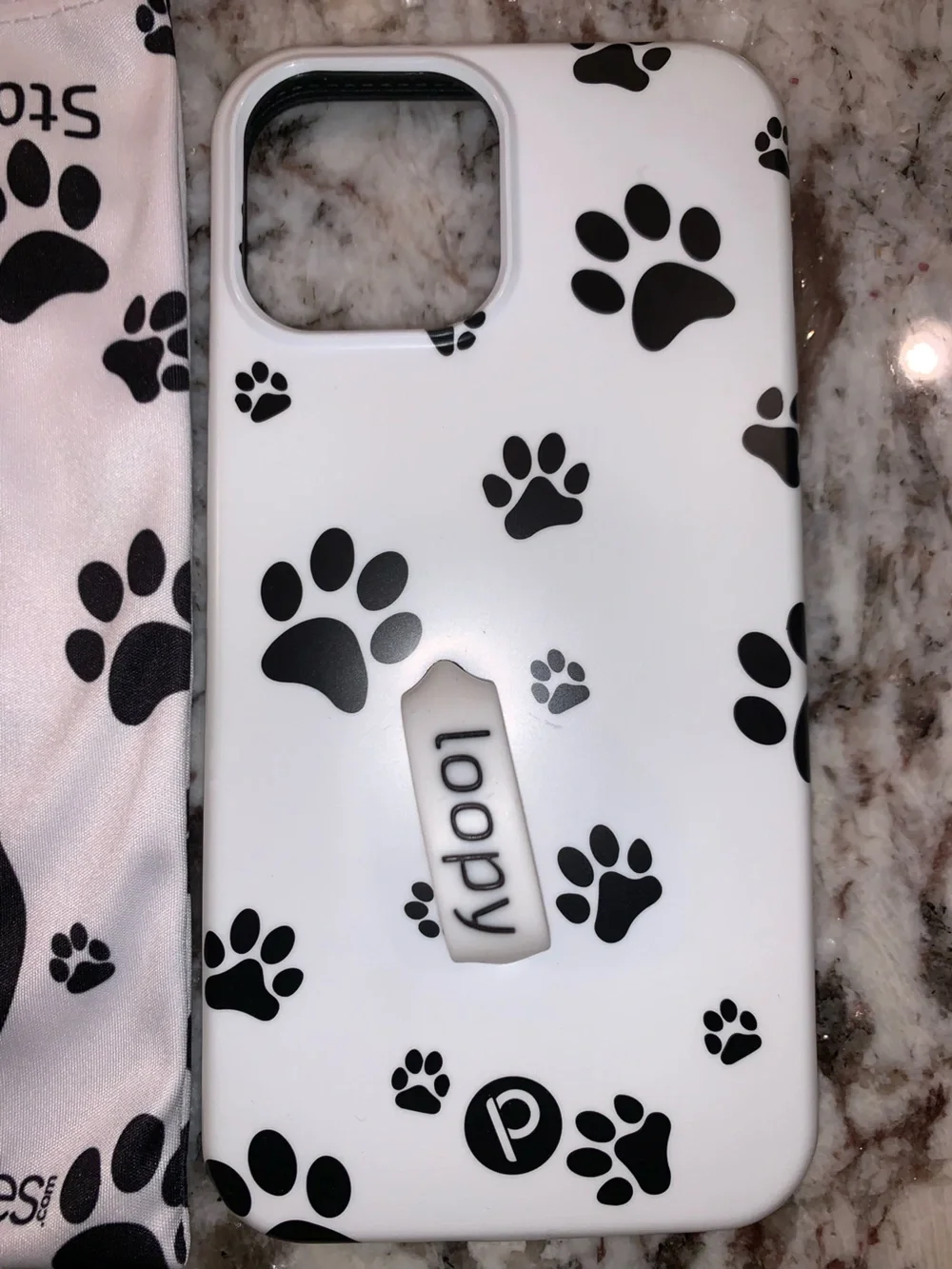 iPhone 16 Plus loopy doggy paw print case & holder/bag “stop the drop” NEW!